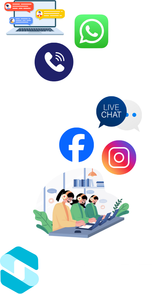 Ominchannel contact centre icons with ipSCAPE logo